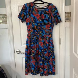 Bright floral fit and flare dress